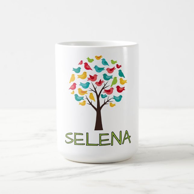 Bunter Baum mit Vögeln Kaffeetasse (Mittel)