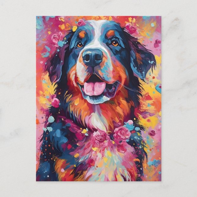 Bunter Berner Hund Postkarte (Vorderseite)