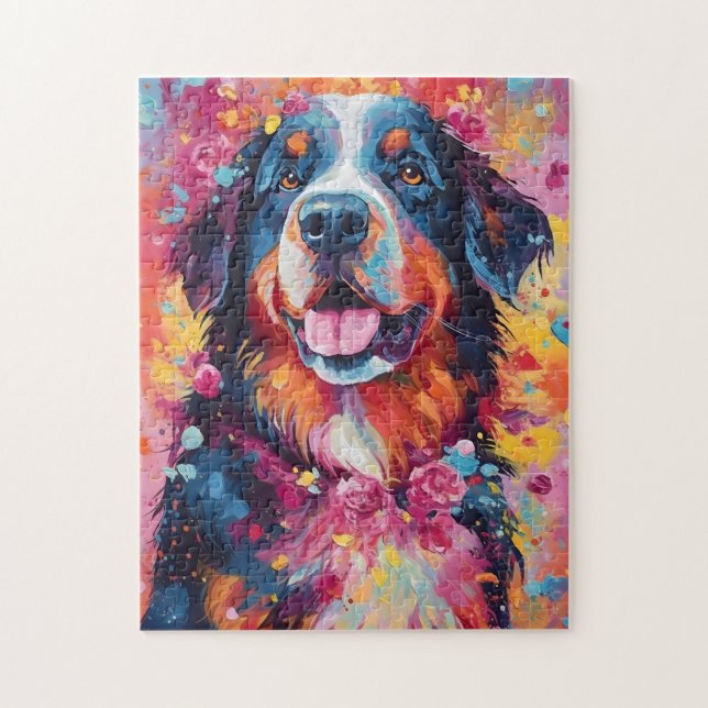 Bunter Berner Hund Puzzle (Vertikal)