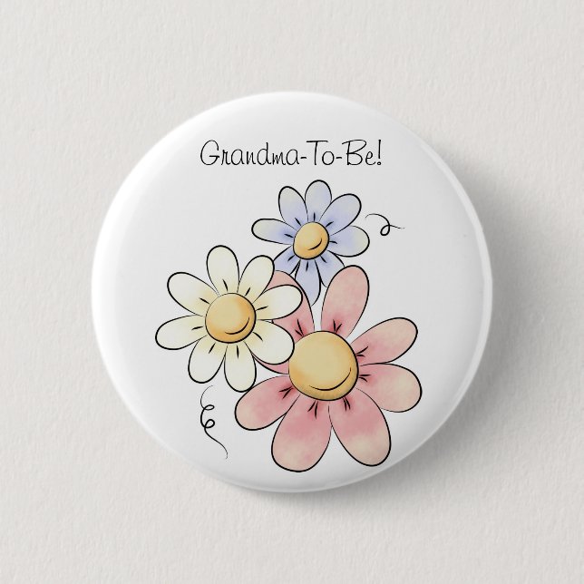 Bunter Blumen-Großmutter-Knopf Button (Vorderseite)