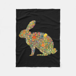 Bunter Blumen-Osterhase Frühlingsblumen Kaninchen Fleecedecke