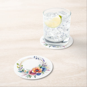 Bunter Blumen-Papiersetzer Runder Pappuntersetzer