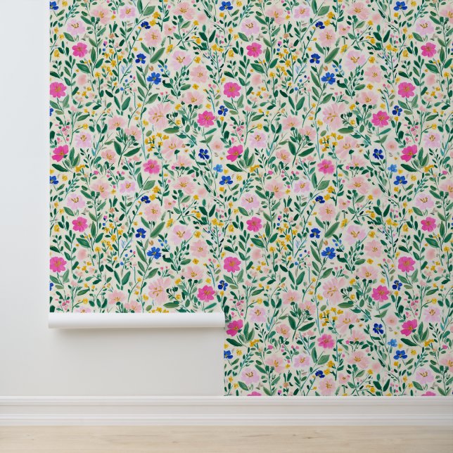 Bunter Blumengarten Tapete (Anwendung)