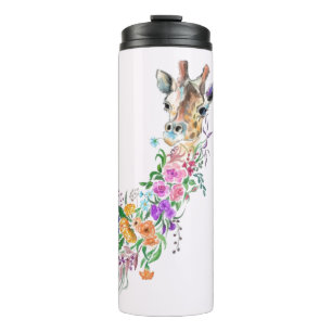 Bunter Blumenstrauß Giraffe Thermobecher Thermosbecher