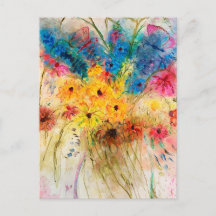 Bunter Blumenstrauß mit Schmetterlingen. Aquarell