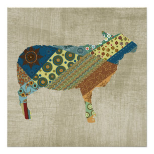 Bunter BoHo Steppdecken-Schaf-Entwurf Poster
