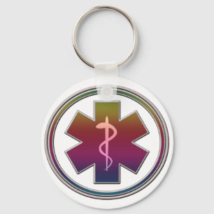 Bunter Caduceus Schlüsselanhänger