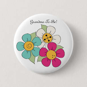 Bunter Cartoon-Gänseblümchen-Großmutter-Knopf Button