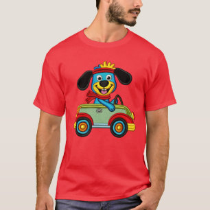 Bunter Cartoon-Hund fährt Auto Spielend und Lustig T-Shirt