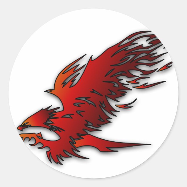 Bunter Cartoon rot und schwarzer Adlerfalke falcan Runder Aufkleber (Vorderseite)