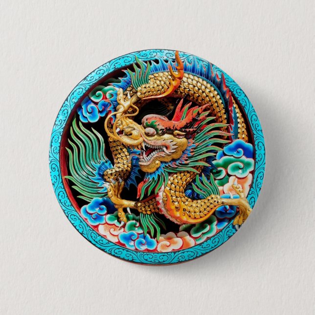 BUNTER CHINESISCHER DRACHE BUTTON (Vorderseite)