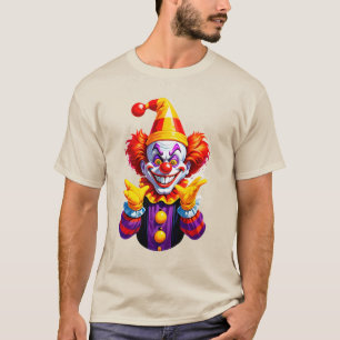 Bunter Clown-Charakter in leuchtendem Kostüm T-Shirt