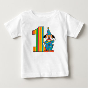 Bunter Clown mit Regenbogen-Zahl Baby T-shirt