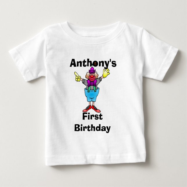 Bunter Clown-personalisiertes Baby-T-Shirt Baby T-shirt (Vorderseite)