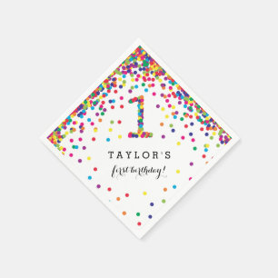 Bunter Confetti-1. Geburtstags-Party-Servietten Serviette