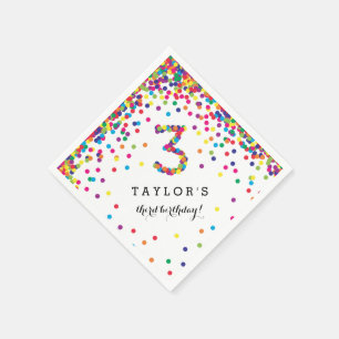 Bunter Confetti-3. Geburtstags-Party-Servietten Serviette