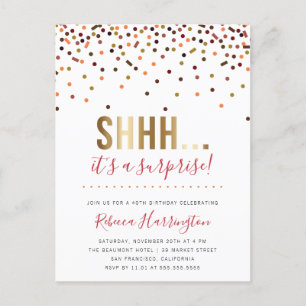 Bunter Confetti Shhh… Es ist ein Einladungspostkarte