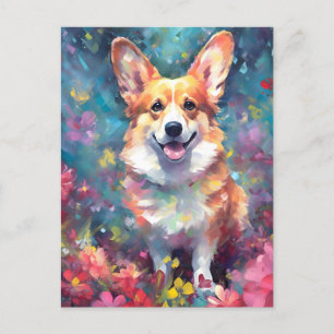 Bunter Corgi Postkarte