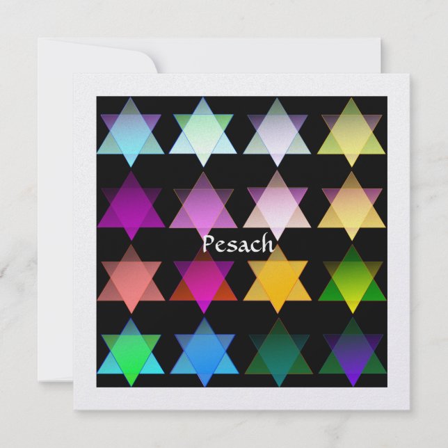 Bunter Davidsstern Seder Einladung (Vorderseite)