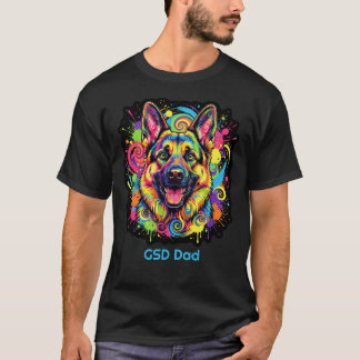 Bunter Deutscher Schäferhund Hund Vater T-Shirt