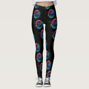 Bunter Disco-Ball-Druck auf schwarzen Leggings