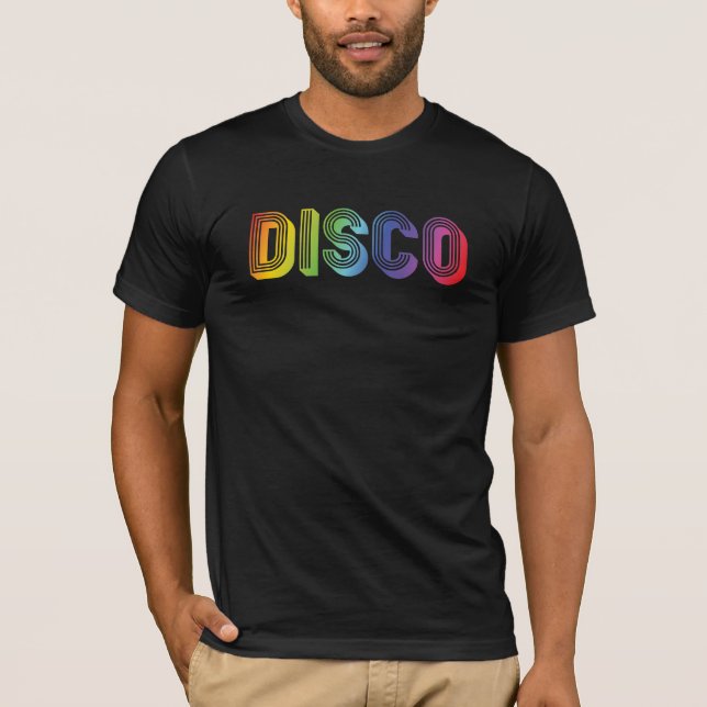Bunter DISCO-Text T-Shirt (Vorderseite)