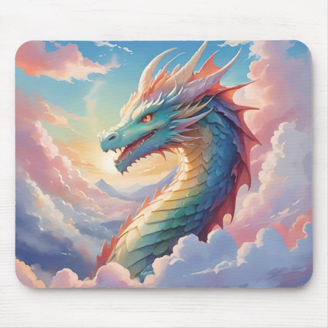 Bunter Drache am Himmel Mousepad (Vorne)