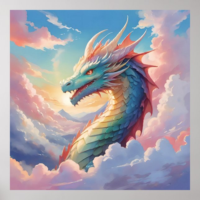 Bunter Drache am Himmel Poster (Vorne)
