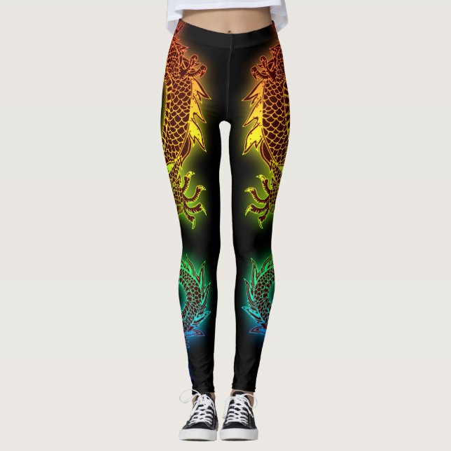 Bunter Drache Leggings (Vorderseite)