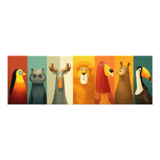 Bunter Dschungel-Tierfreunde-Poster Fotodruck