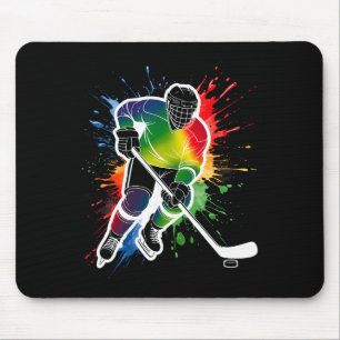 Bunter Eishockey-Fan-Spieler Tie Dye Farbspritzer Mousepad