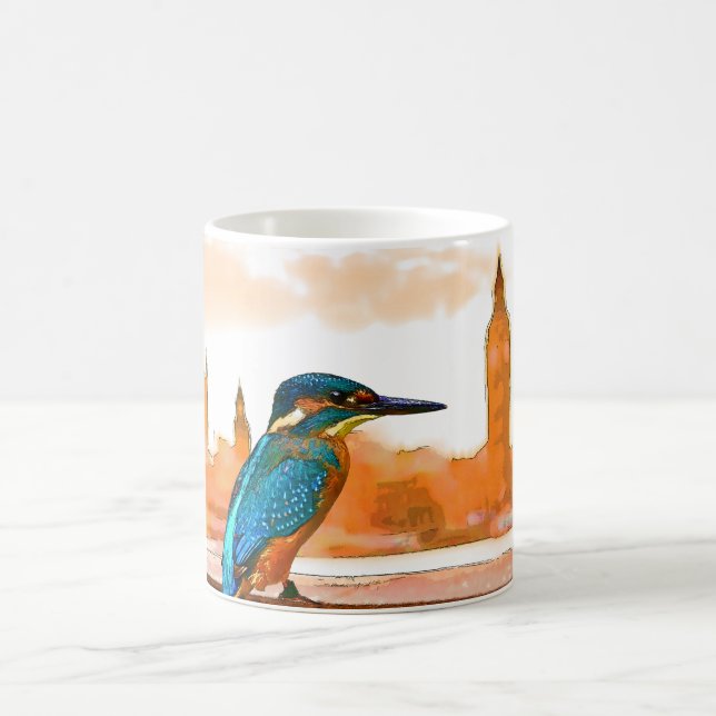 Bunter Eisvogel-Vogel mit London-Skylinen Tasse (Mittel)