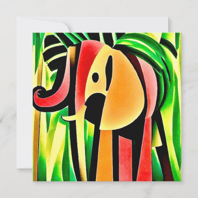 Bunter Elefant  Karte (Vorderseite)