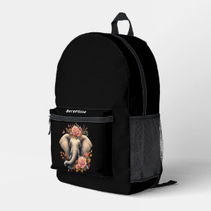 Bunter Elefant mit Blumenmotiven Bedruckter Rucksack