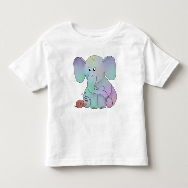 Bunter Elefant mit Schnecke Kleinkind T-shirt (Vorderseite)