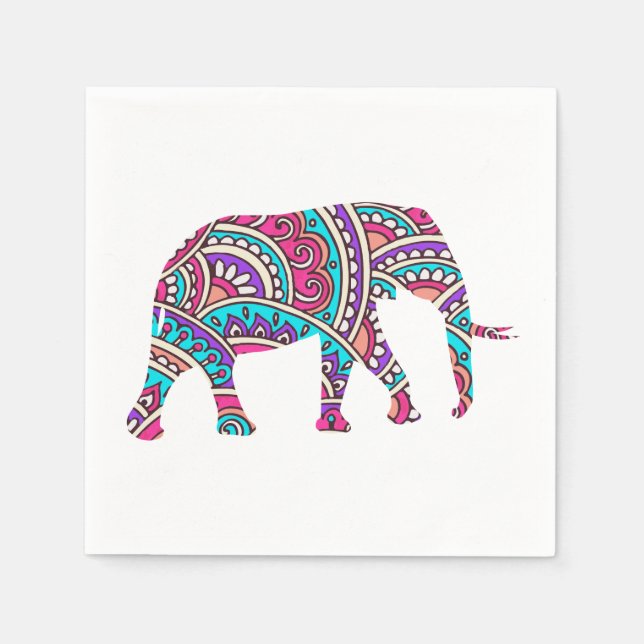 Bunter Elefant Serviette (Vorderseite)