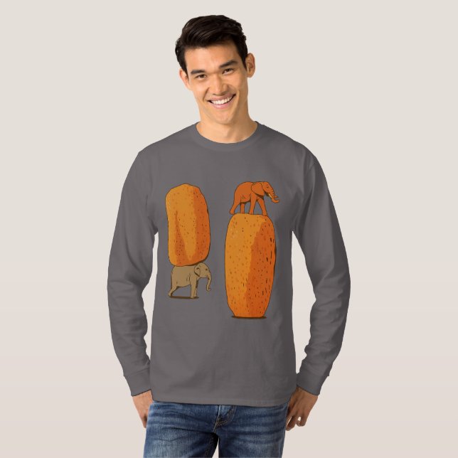 Bunter Elefantengleichgewichtskunst T-Shirt (Vorne ganz)