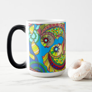 Bunter Fisch & Blumenvase-Mug Verwandlungstasse
