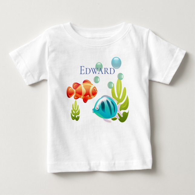 Bunter Fisch mit Bläschen und Algen Baby T-shirt (Vorderseite)