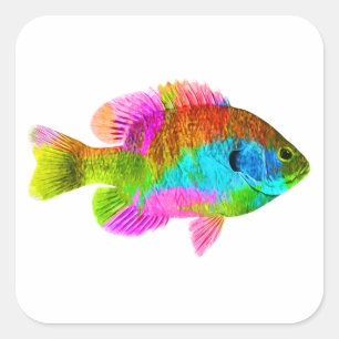 Bunter Fisch Quadratischer Aufkleber