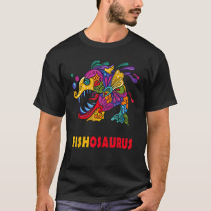 Bunter Fishosaurus Monster Fisch Dino Kunst Männer T-Shirt
