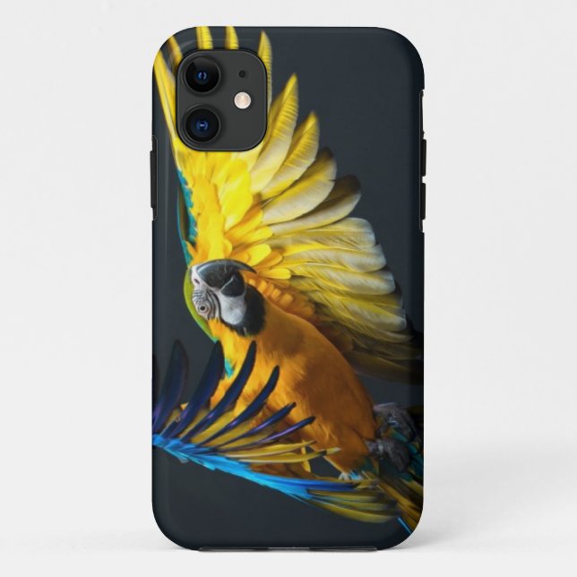 Bunter Fliegen Ara auf einem dunklen Hintergrund Case-Mate iPhone Hülle (Rückseite)