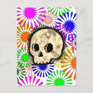 Bunter florale Explosion Totenkopf Wasserfarbe Postkarte