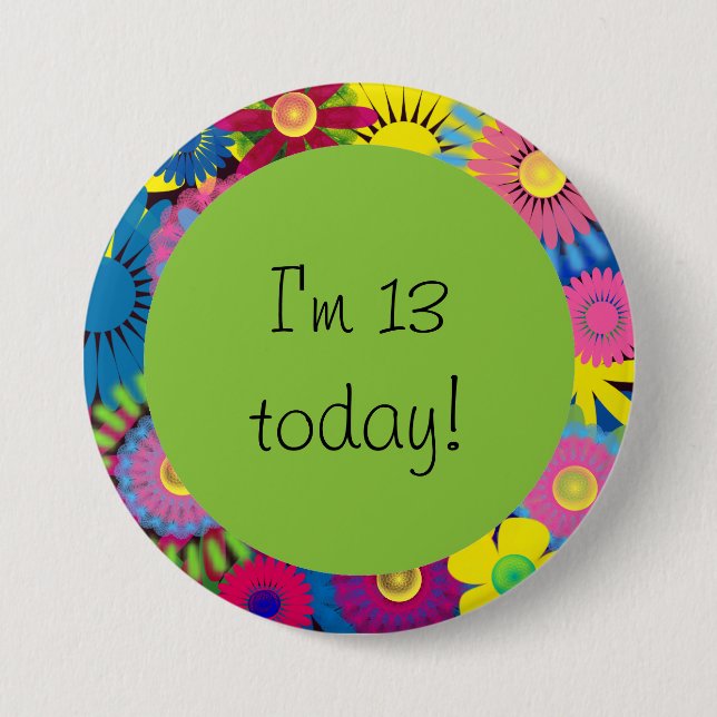 Bunter floraler 13. Geburtstag-Button Button (Vorderseite)