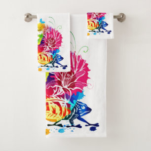 Bunter floraler Eidechse Badhandtuch Set