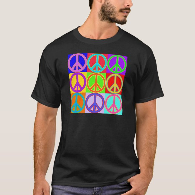 Bunter Friedenszeichen-Entwurf T-Shirt (Vorderseite)