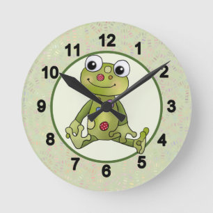 Bunter Frosch Runde Wanduhr