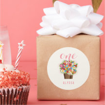 Bunter Frühjahrsblumen Cupcake Mädchen 1. Geburtst