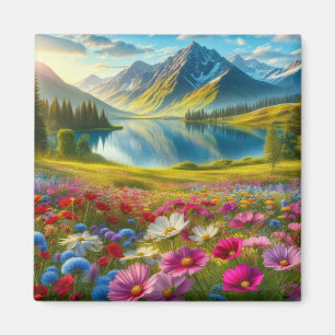 Bunter Frühlings-/Blumen-See im Gebirge Magnet