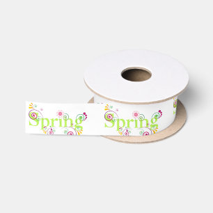 Bunter Frühlings-Blumenstrudel-Feier Satin Satinband